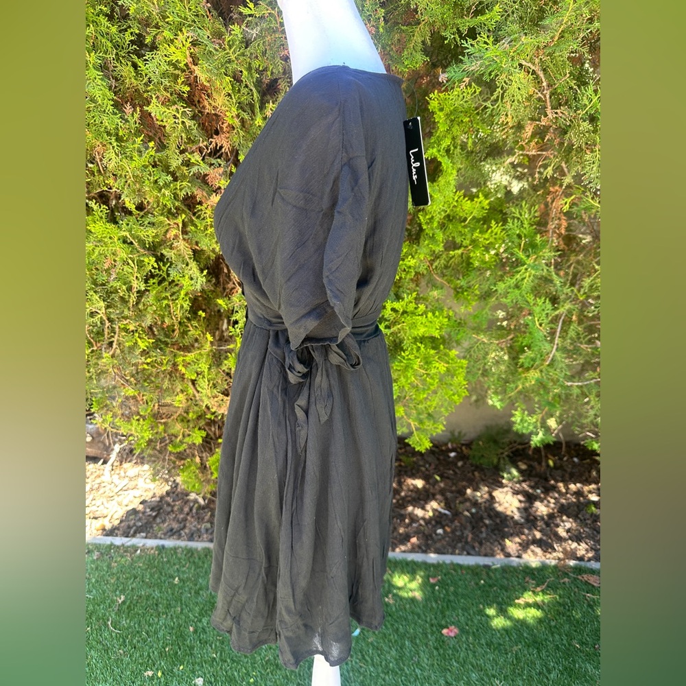 NWT Lulu's Certainly Cute Black Side-Tie Short Sleeve Mini Dress - Picture 5 of 6